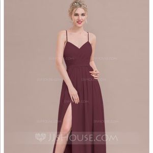 Burgundy/Cabernet long bridesmaids dress